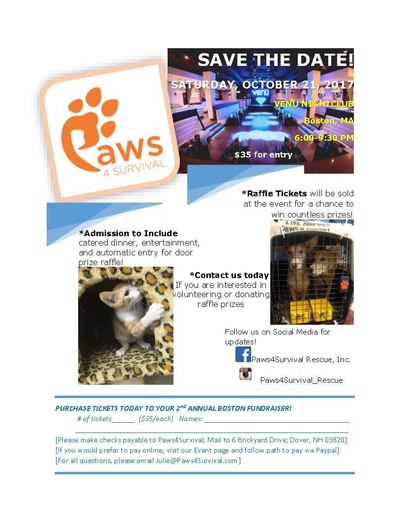 Paws4Survival Second Annual Boston Fundraiser!