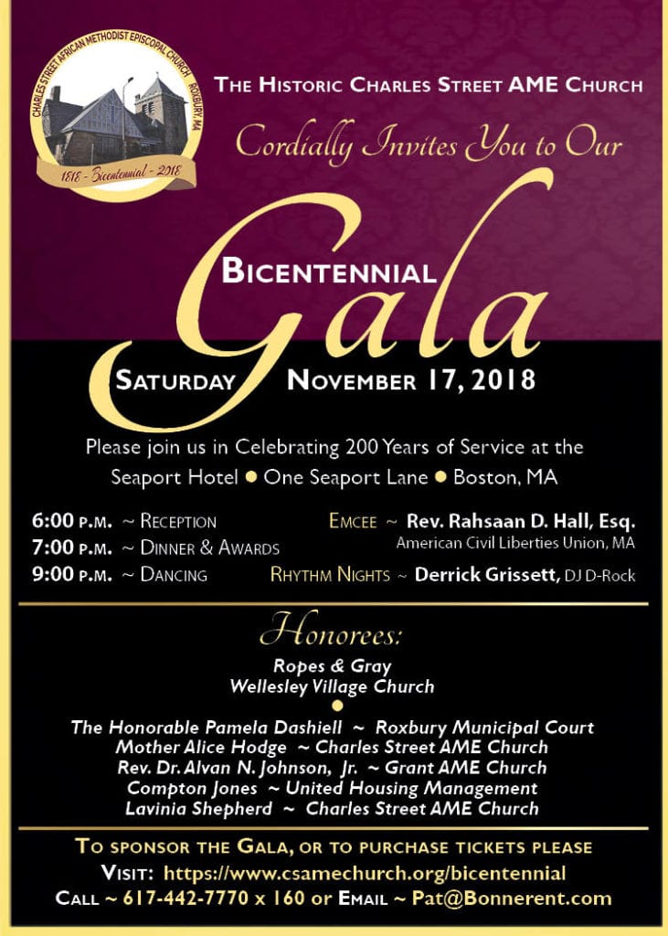 The Historic Charles Street AME Church - Bicentennial Gala - Boston ...