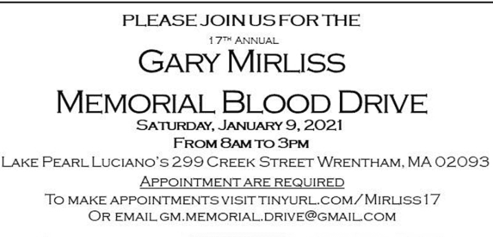 17th Annual Gary Mirliss Memorial Blood Drive